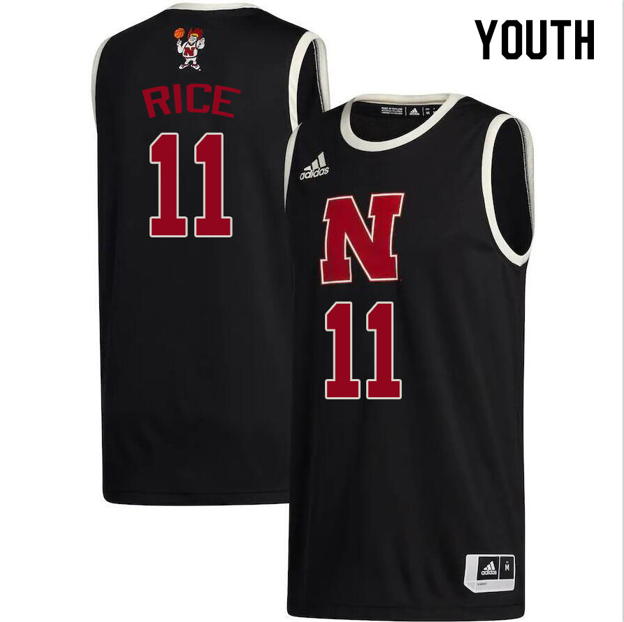 Youth #11 Eli Rice Nebraska Cornhuskers College Basketball Jerseys Stitched Sale-Black